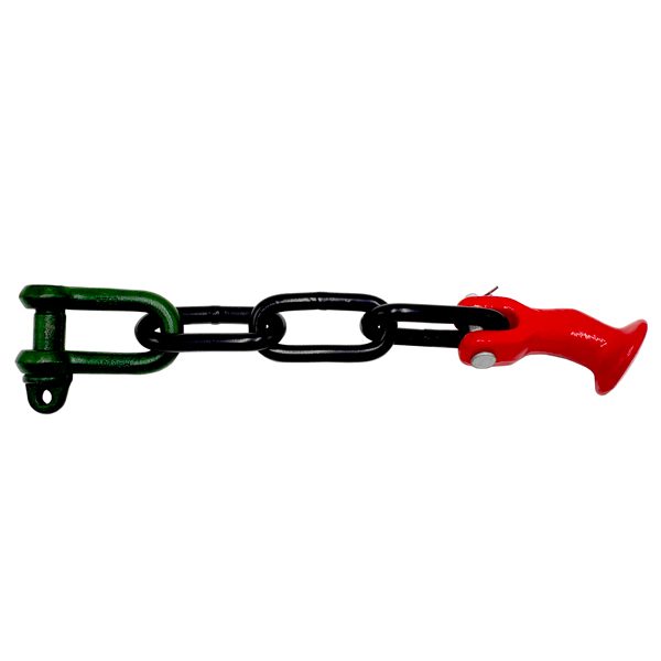 Example for long link lashing chains assembled with lashing shackle and elephant foot