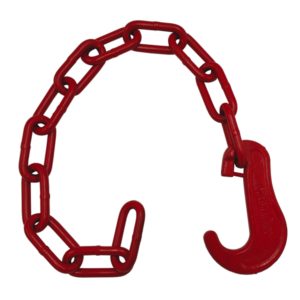 Example for a long link lashing chain assembled with a hook at one side
