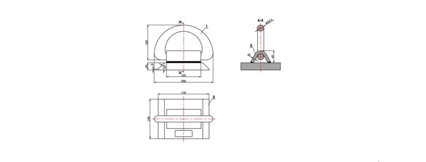 Drawing of a dovetail D-ring